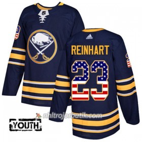 Barn Ishockey Buffalo Sabres Tröja Sam Reinhart 23 Adidas 2017-2018 Marinblå USA Flag Fashion Authentic